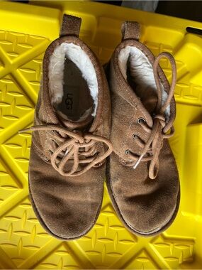 UGG Women's Chestnut Suede Lace-Up Shearling-Lined Slippers